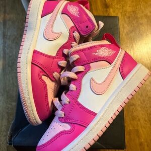 Pink and White High-Top Sneakers